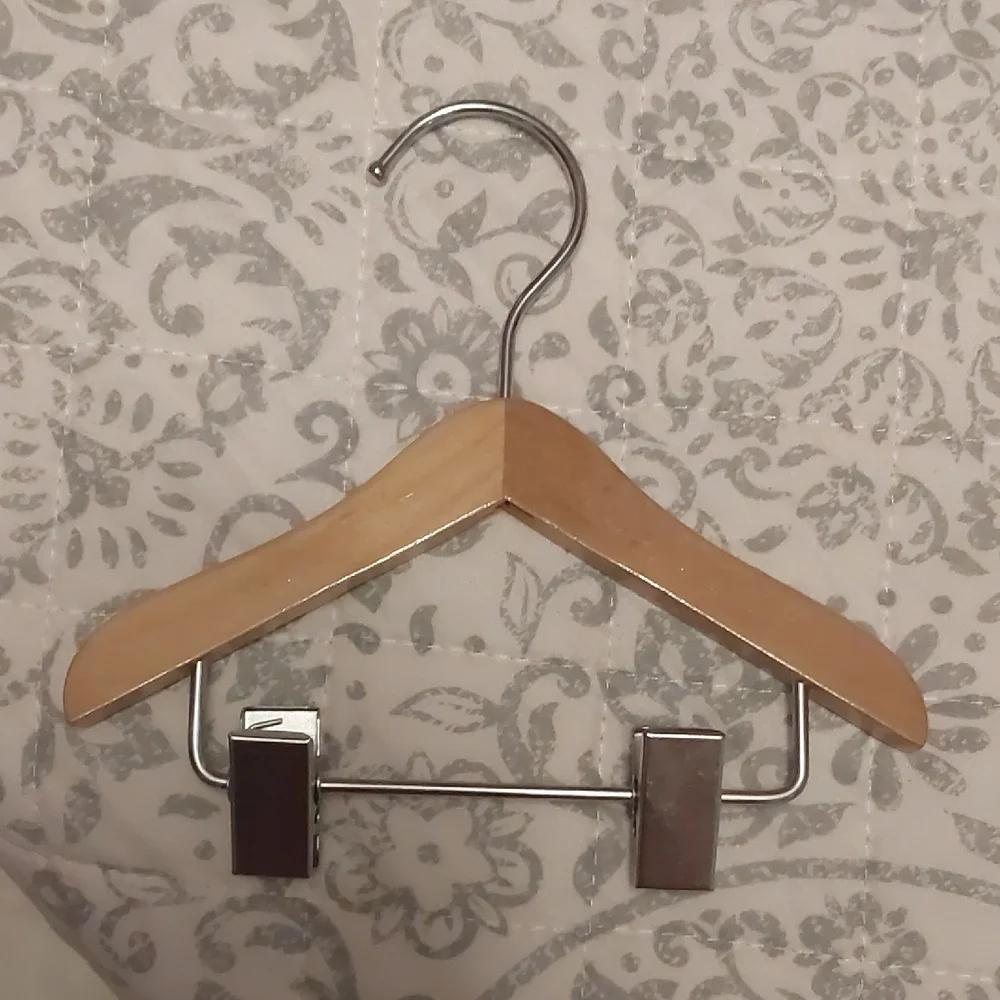 Source Unknown Wooden Clothes Hangers with Metal Clips - Natural Wood and Silver